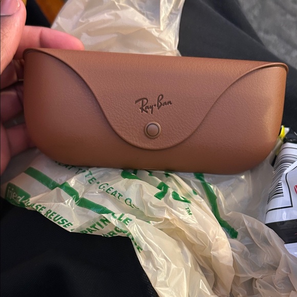 Ray-Ban Brown Leather Sunglasses Case with Snap